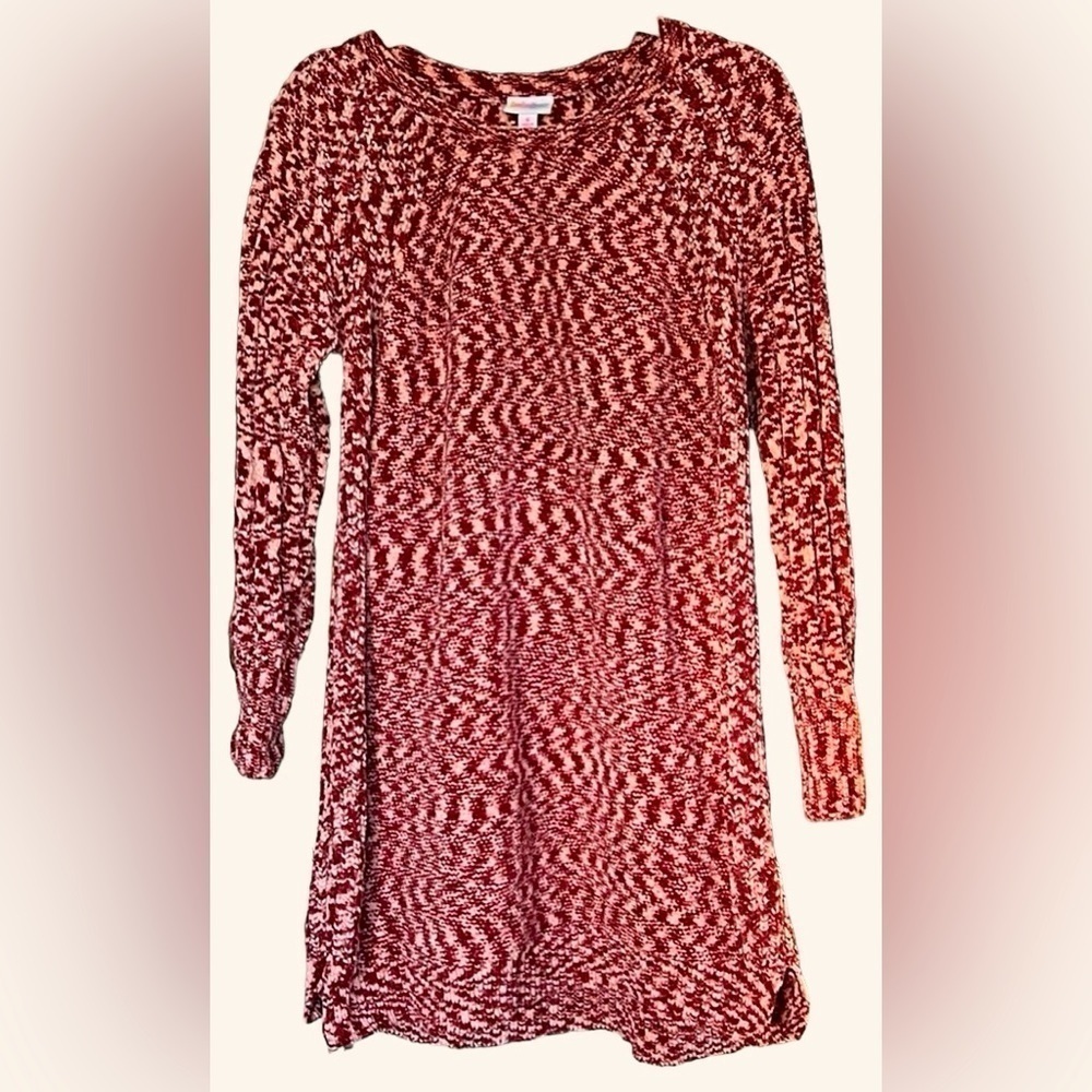 LULAROE Red/Pink/Cream Marble Blend Lauren Sweater Dress, Size Small, EUC. - Picture 1 of 10